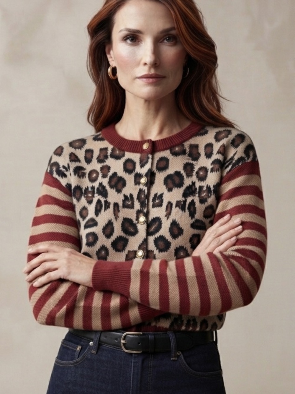 NWOT Leopard Print Cardigan Sweater Size XL